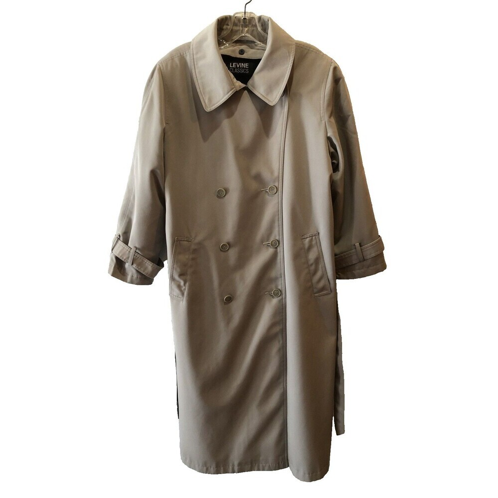 Larry Levine Classics Womens 14 Petite 14WP Double Breasted Belted Trench Coat